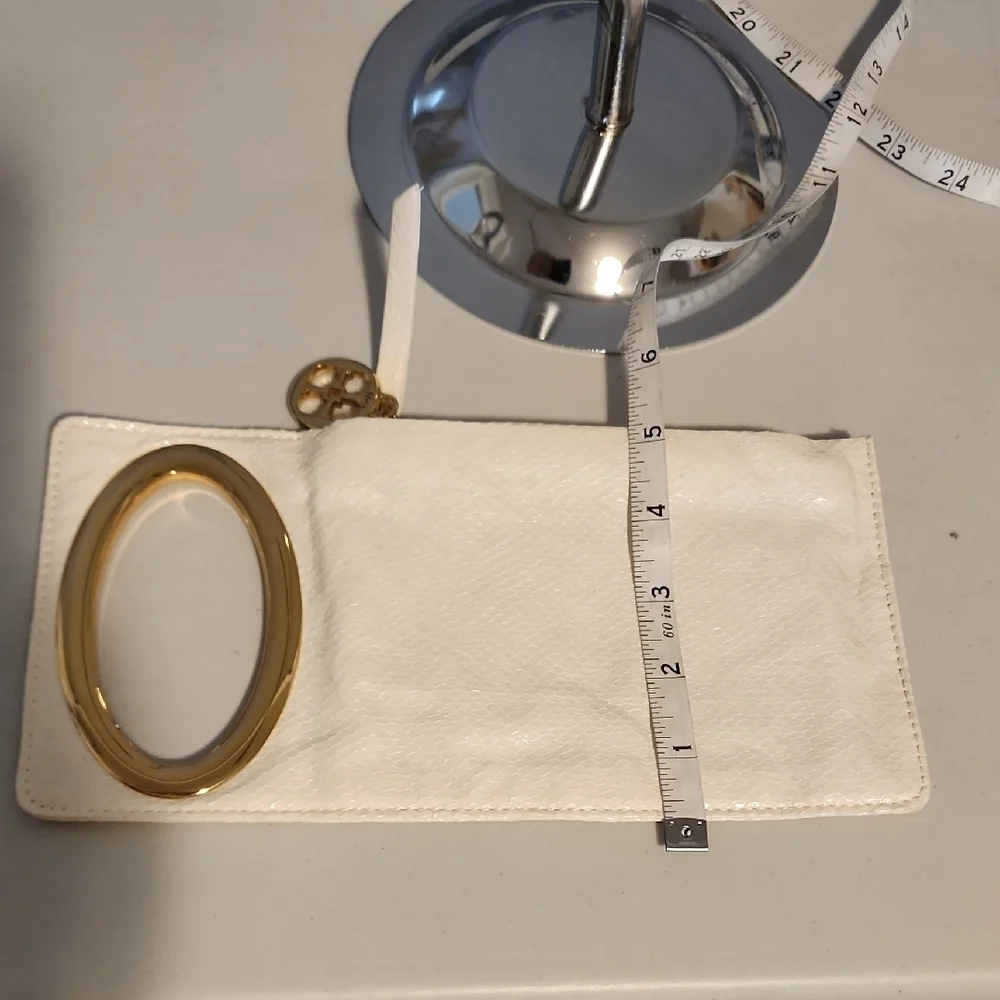 IMAN Vintahe White Clutch with Gold Accents